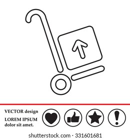 wheelbarrow for transportation of cargo, web line icon. vector design