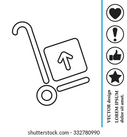 wheelbarrow for transportation of cargo, web line icon. vector design