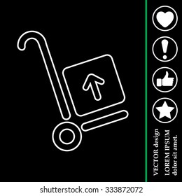 wheelbarrow for transportation of cargo, web line icon. vector design