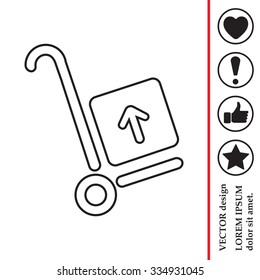 wheelbarrow for transportation of cargo, web line icon. vector design