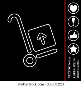 wheelbarrow for transportation of cargo, web line icon. vector design