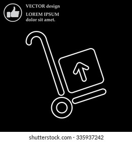 wheelbarrow for transportation of cargo, web line icon. vector design