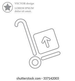 wheelbarrow for transportation of cargo, web line icon. vector design