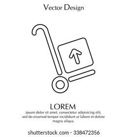 wheelbarrow for transportation of cargo, web line icon. vector design