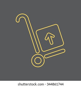 wheelbarrow for transportation of cargo, web line icon. vector design