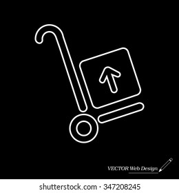 wheelbarrow for transportation of cargo, web line icon. vector design