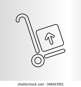 wheelbarrow for transportation of cargo, web line icon. vector design