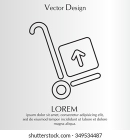 wheelbarrow for transportation of cargo, web line icon. vector design