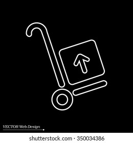 wheelbarrow for transportation of cargo, web line icon. vector design