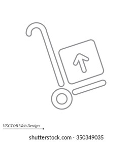 wheelbarrow for transportation of cargo, web line icon. vector design