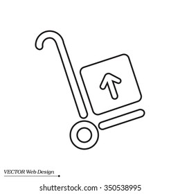 wheelbarrow for transportation of cargo, web line icon. vector design