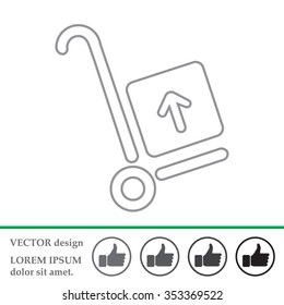 wheelbarrow for transportation of cargo, web line icon. vector design