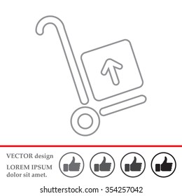 wheelbarrow for transportation of cargo, web line icon. vector design