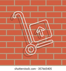 wheelbarrow for transportation of cargo, web line icon. vector design