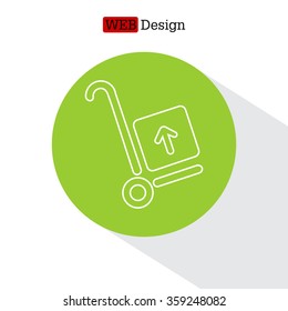 wheelbarrow for transportation of cargo, web line icon. vector design