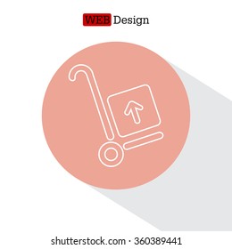 wheelbarrow for transportation of cargo, web line icon. vector design
