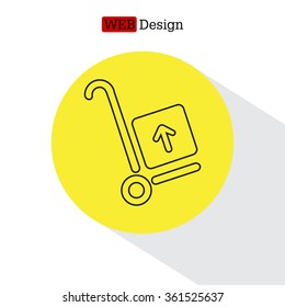 wheelbarrow for transportation of cargo, web line icon. vector design