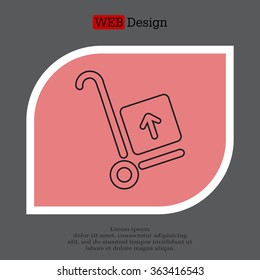 wheelbarrow for transportation of cargo, web line icon. vector design