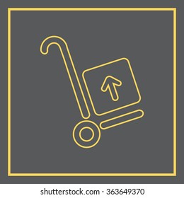 wheelbarrow for transportation of cargo, web line icon. vector design