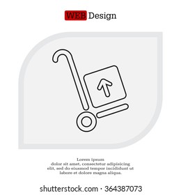 wheelbarrow for transportation of cargo, web line icon. vector design