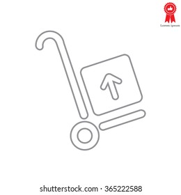 wheelbarrow for transportation of cargo, web line icon. vector design
