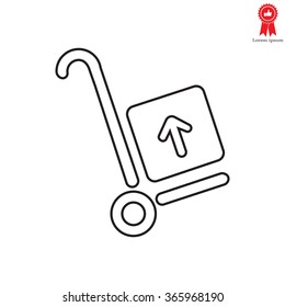 wheelbarrow for transportation of cargo, web line icon. vector design