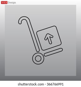 wheelbarrow for transportation of cargo, web line icon. vector design