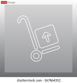 wheelbarrow for transportation of cargo, web line icon. vector design