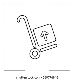 wheelbarrow for transportation of cargo, web line icon. vector design