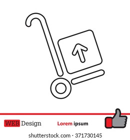 wheelbarrow for transportation of cargo, web line icon. vector design