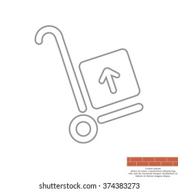wheelbarrow for transportation of cargo, web line icon. vector design