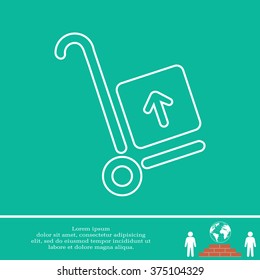 wheelbarrow for transportation of cargo, web line icon. vector design