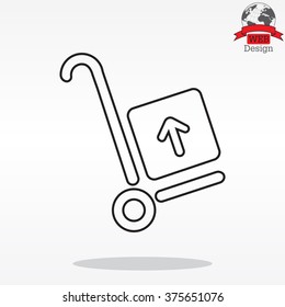 wheelbarrow for transportation of cargo, web line icon. vector design