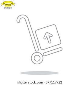wheelbarrow for transportation of cargo, web line icon. vector design