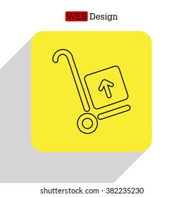 wheelbarrow for transportation of cargo, web line icon. vector design