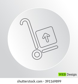 wheelbarrow for transportation of cargo, web line icon. vector design