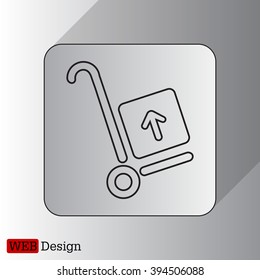 wheelbarrow for transportation of cargo, web line icon. vector design