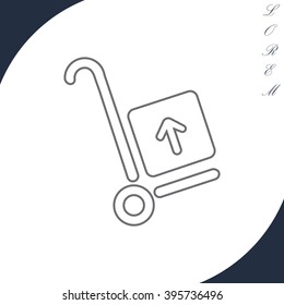 wheelbarrow for transportation of cargo, web line icon. vector design