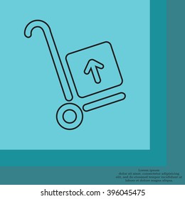 wheelbarrow for transportation of cargo, web line icon. vector design