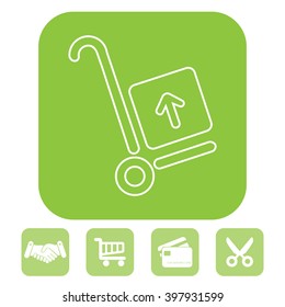 wheelbarrow for transportation of cargo, web line icon. vector design