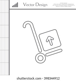 wheelbarrow for transportation of cargo, web line icon. vector design