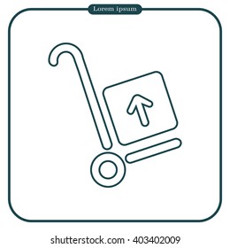 wheelbarrow for transportation of cargo, web line icon. vector design