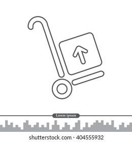wheelbarrow for transportation of cargo, web line icon. vector design