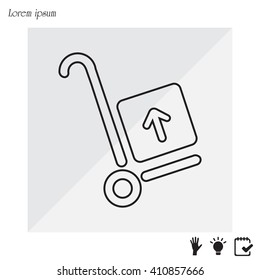 wheelbarrow for transportation of cargo, web line icon. vector design