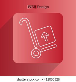 wheelbarrow for transportation of cargo, web line icon. vector design