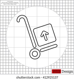 wheelbarrow for transportation of cargo, web line icon. vector design