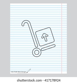 wheelbarrow for transportation of cargo, web line icon. vector design