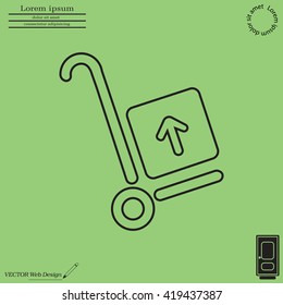 wheelbarrow for transportation of cargo, web line icon. vector design
