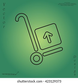wheelbarrow for transportation of cargo, web line icon. vector design