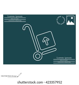 wheelbarrow for transportation of cargo, web line icon. vector design